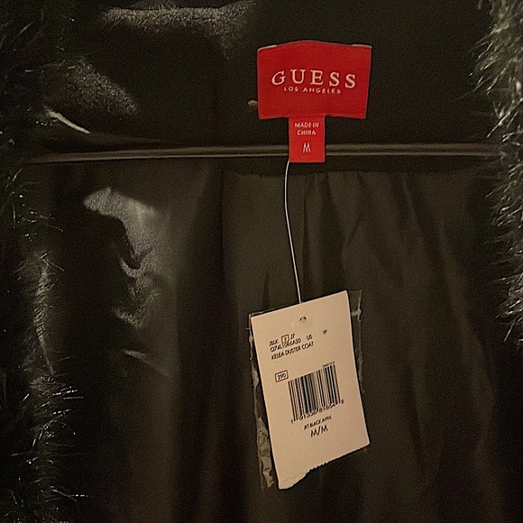 GUESS Los Angeles Black Duster Coat with Removable Faux Fur Collar, Medium, NWT - Picture 5 of 8